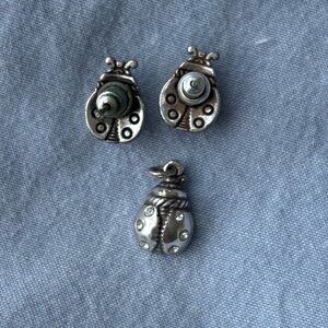 Brighton Ladybug Petite Silver Pendant & Earrings Set